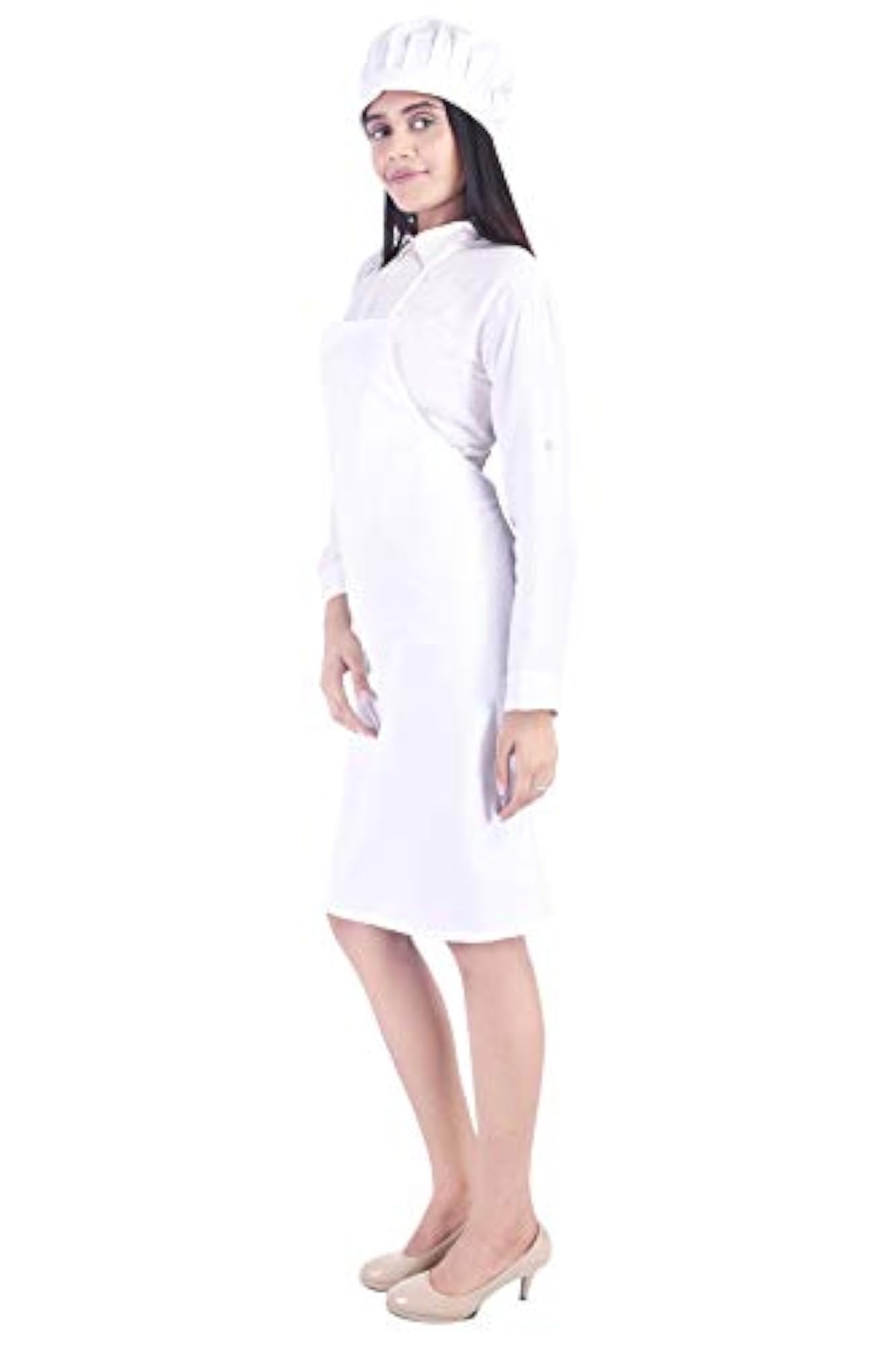 Polyester Solid Plain Chef Apron with Cap, Unisex